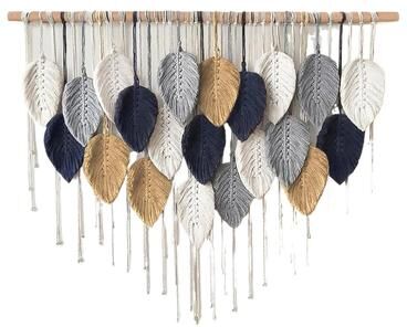 Uplift Picks Large Macrame Wall Hanging Boho Woven Tapestry Handmade Leaf Decor a