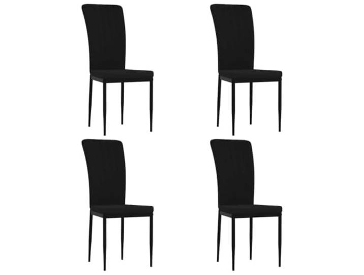 POUFGDR Esszimmerstühle, 4 Stück, Schwarz, Samt Weicher Samt, stabiler Eisenrahmen, schaumgepolsterte Rückenlehne, inklusive Montageanleitung, 110 kg pro Sitz