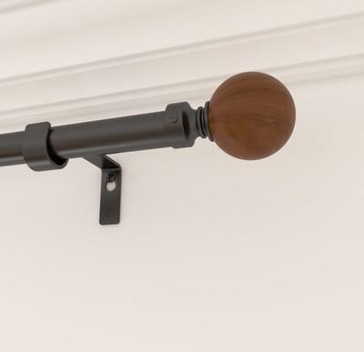 Acroma Adjustable Single Curtain Rod with Globe Ball Finial
