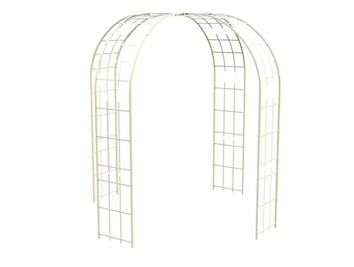 Louis Moulin Gloriette de Jardin Carrée - Tonnelle Métal Beige pour Plantes Grimpantes - Toit Décor Rosace - XXL 240 x 240 x H 250 cm - Fabriqué en France