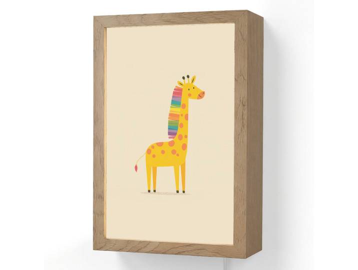 OnlyWow Wandleuchte - Giraffe - Regenbogenmähne - Beige - 20x30 cm, Holzwerkstoff, Rechteckig, LED integriert, 20x30x8 cm, Lampen & Leuchten, Innenbeleuchtung, Wandlampe