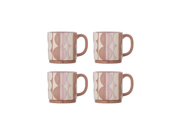 Lot de 4 mugs en grès rose Saul