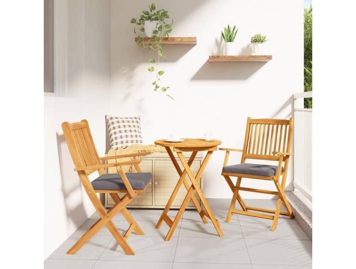 Chaise de jardin - Pliable - Bois massif - Confortable - Traitement anti-UV - 2 pièces