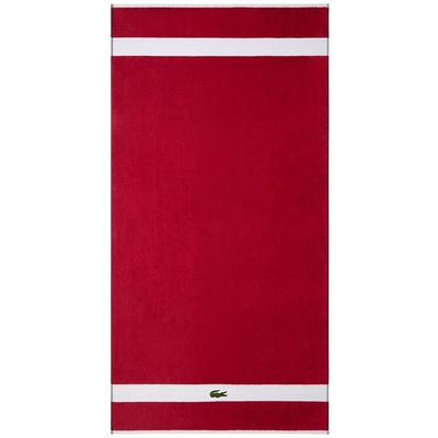 Duschtuch LACOSTE "LCASUAL", rot (rouge), B:70cm L:140cm, Frottier, Obermaterial: 100% Baumwolle, Handtücher, mit Label-Applikationen und Bordüre