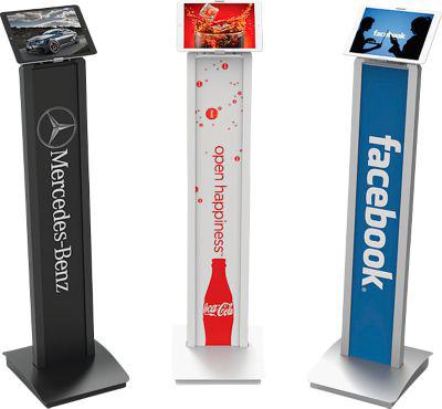 Tablet Bodenständer Compulocks BrandMe Cling, für 7“ bis 13“, Höhe 1120 mm, 90° schwenkbar, Aluminium, weiß