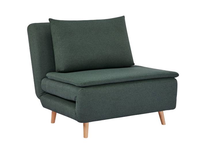 Homcom Schlafsessel 3-in-1 Sessel Bett-Funktion, verstellbare Rückenlehne, Dunkelgrün, Buchenholz, 90x80x95 cm, Wohnzimmer, Sofas & Couches, Schlafsofas, Schlafsessel