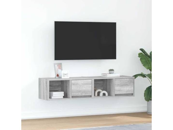 HEFZGDB TV-Schränke 2 STK. Grau Sonoma 60x31x25,5 cm Holzwerkstoff Wandschrank Sideboard mit Stauraum für Wohnzimmer Aufbewahrung