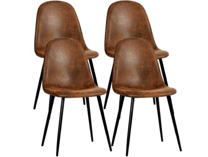 FurnitureR - Set mit 4 bequemen Esszimmerstühlen aus gepolstertem Stoff, seitliche Stühle ohne Arme für Zuhause, Küche, Wohnzimmer, Schlafzimmer, Restaurant und Café (Kaffee)