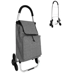 Relaxdays Einkaufstrolley Treppensteiger 45 l Grau,Schwarz,Silber