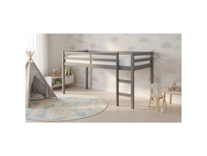 Mid.you Hochbett Athen, Grau, Holz, Kiefer, Holz, Höhe ca. 22 cm, 90x200 cm, nicht verstellbar, Kinderzimmer & Jugendzimmer, Kindermöbel, Kinderbetten, Hochbetten