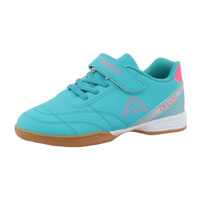 Hallenschuh KAPPA "Sonia", Mädchen, Gr. 39, blau (turkis, pink), Synthetik, Schuhe Hallenschuh, Indoor Sportschuhe, nicht abfärbende Sohle