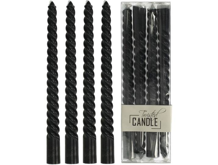 Kerzen-Set Natural & Feminine Glamour schwarz Wachs H 26 cm - Kerzen-Set