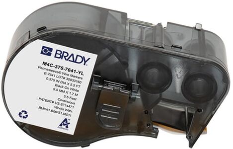 Brady M4C-375-7641-YL fita termoencolhível preto sobre amarelo 16,4 mm x 2,13 m