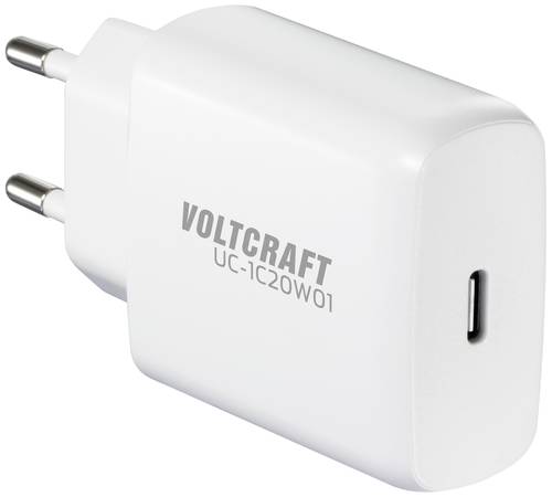 VOLTCRAFT UC-1C20W01 USB Ladegerät 20W 1x USB-C Fast Charge, USB PD 3.0 Weiß Innenbereich GaN