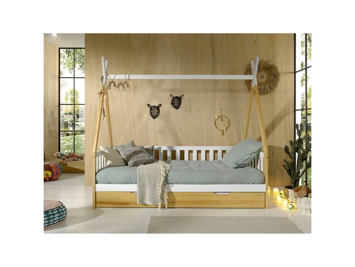 Kojen-Bett Tipi II 90 x 200cm Braun/Kiefer