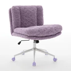 DREHSTUHL 63 cm Violett Kunstfell – Höhenverstellbarer Polsterstuhl mit 360° Drehfunktion Modern