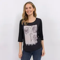 VIA MILANO Shirt, 3/4-Arm Rundhalsausschnitt bedruckt figurumspielend