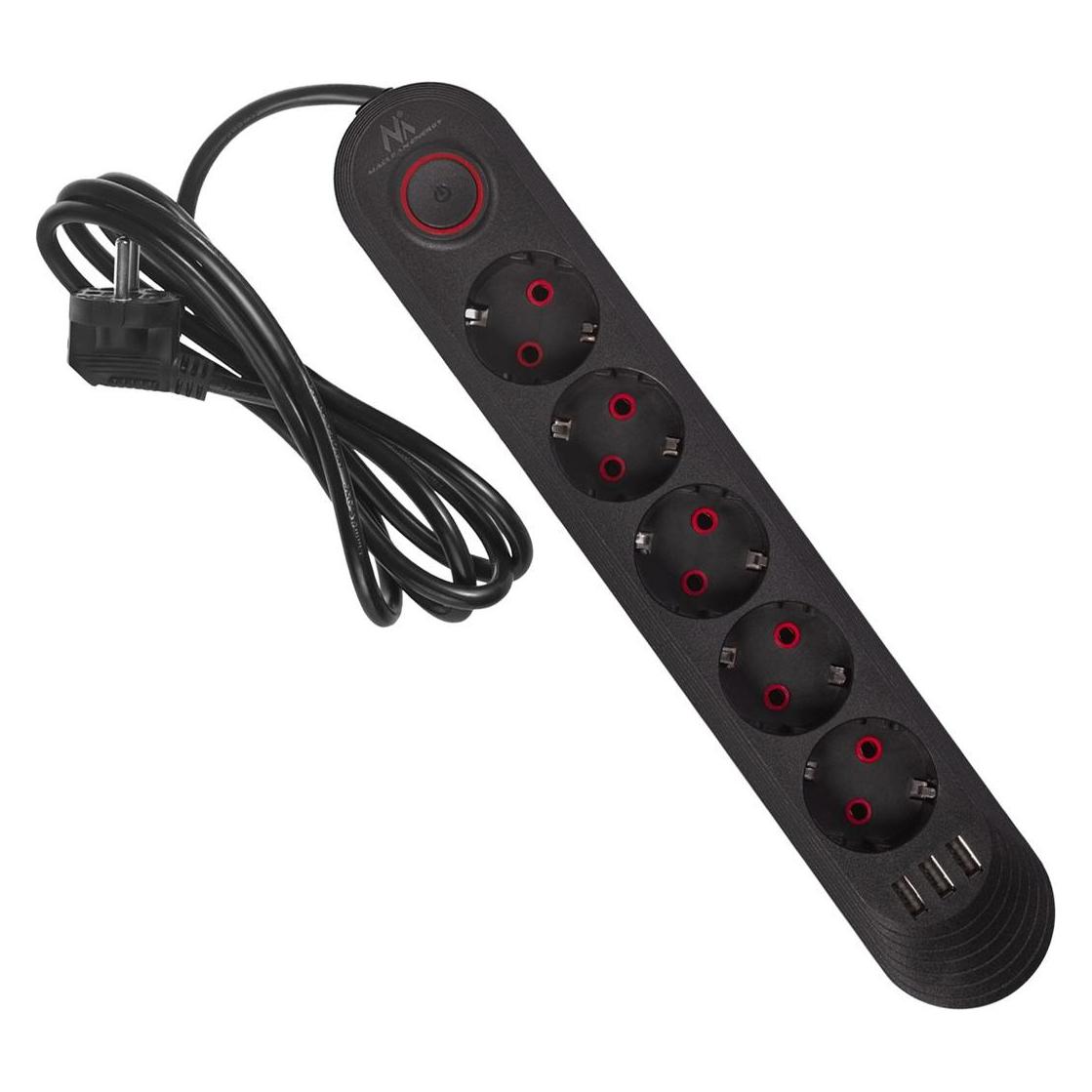 Maclean Steckdosenleiste (5x, CEE 7/3, USB-A, 1.50 m) (MCE395 B)