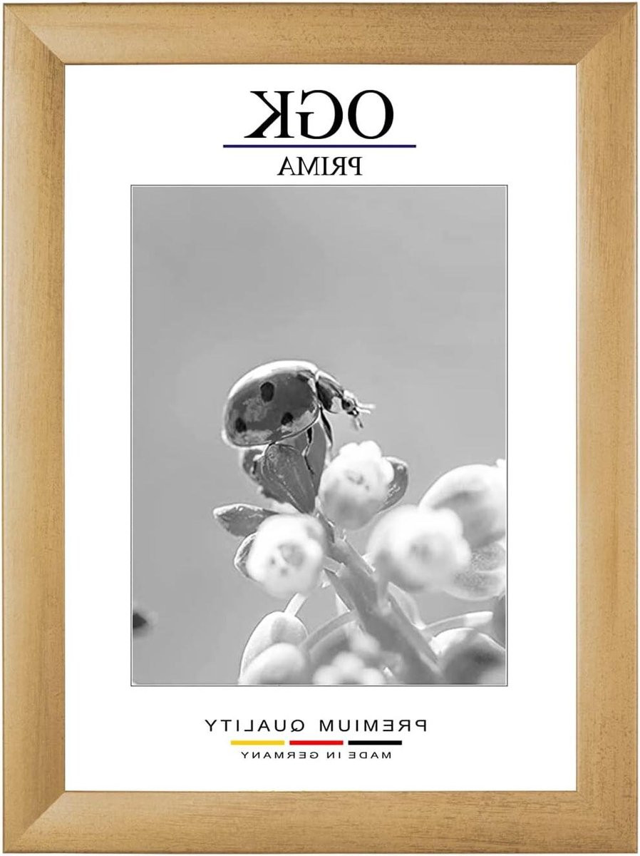 Handgemaakte decoratieve fotolijst voor muurdecoratie met ontspiegeld acrylglas, Goud Vervagen, 45 x 100 cm