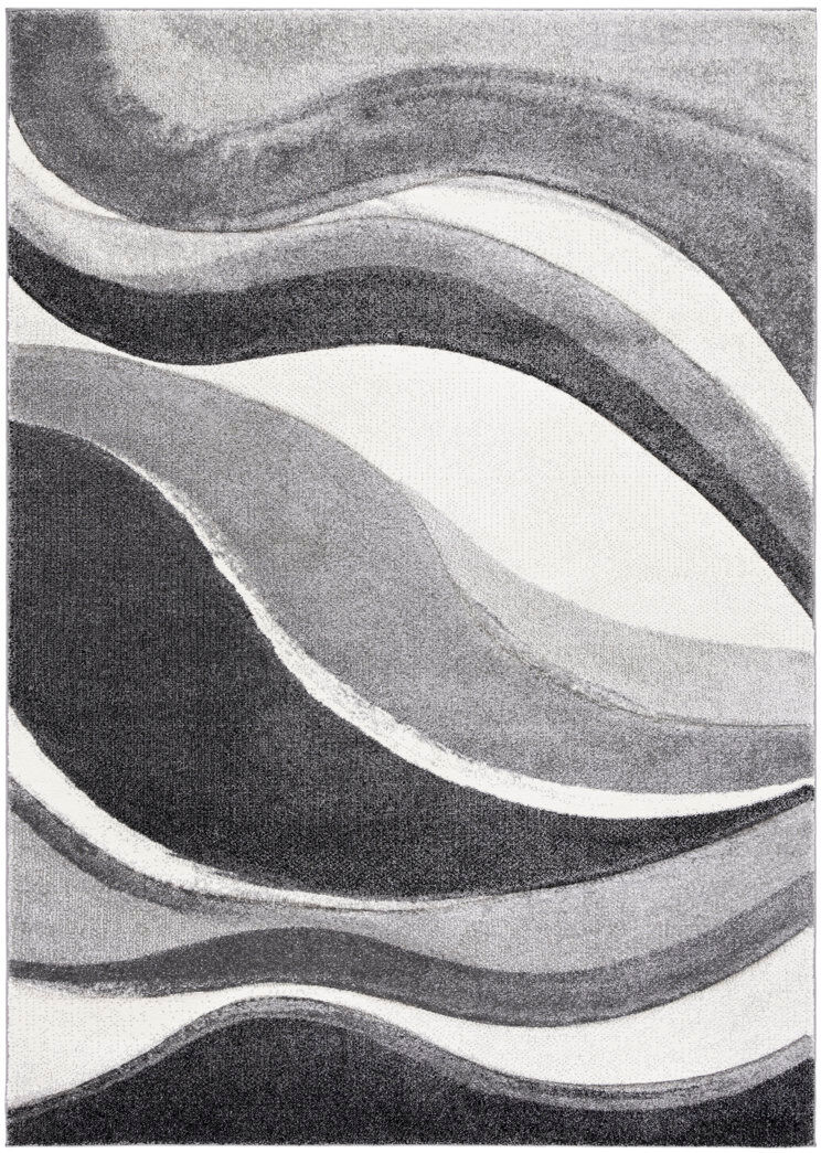 Ivy Bronx Akia Abstract Area Rug Gray Rectangle 79 x 152cm