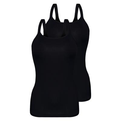 Achseltop SASSA "2er Pack Top DAILY LOVE", Damen, Gr. 46, 2 Stk., schwarz, Single-Jersey, , Basic, figurumspielend, U-Boot-Ausschnitt, Unterhemden