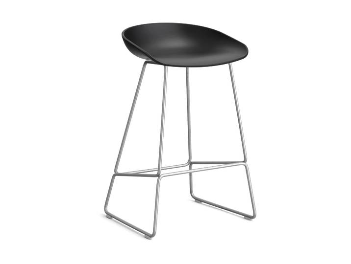 HAY About a Stool 38 Low Barhocker 2.0 Schwarz-Edelstahlgestell