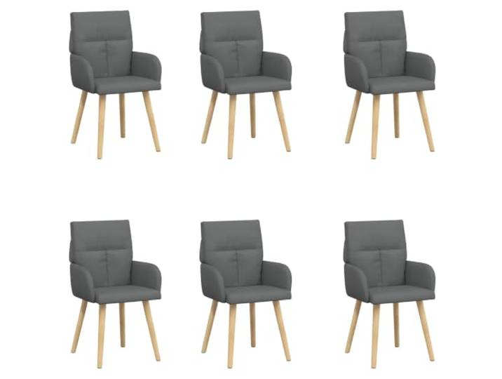 Fisinber Esszimmerstühle 6er Set, Dunkelgrau Polsterstühle mit Armlehne Stabile Massivholzbeine aus Kautschukbaum und weicher Schaumstoff bieten hohen Komfort im heimischen Essbereich.