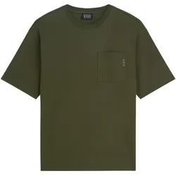 SCOTCH&SODA Herren T-Shirt - Core 3 Crosses Loose Fit Pocket T-Shirt, Rundhals, Kurzarm, einfarbig Dunkelgrün / XL