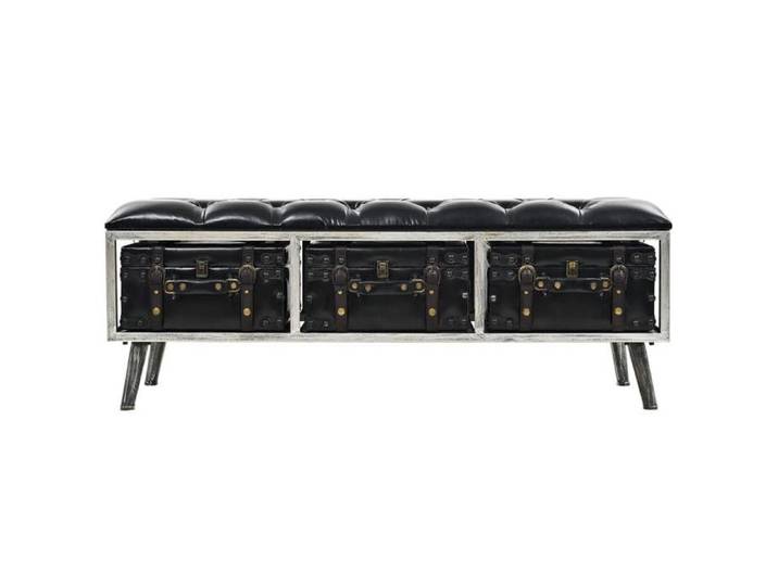 NEW Noir MEUBLE SIEGE - - Banc de rangement 110 cm noir similicuir - Banc coffre - Pour maison（1parcel）5493559