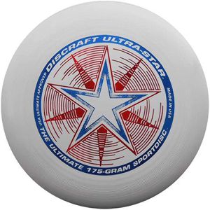 Discraft Wurfscheibe Ultrastar Sportdisc Starburst, Wettkampfscheibe, 175g, weiß mit Motiv, Ø 27,5cm