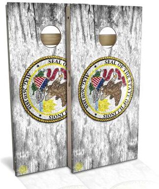 Skip's Garage Illinois Flag Outdoor Cornhole Board Set