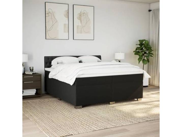 KTHLBRH Boxspringbett 200 x 200 cm mit Kopfteil und Matratzen 2 Taschenfederkernmatratzen, inklusive Matratzenschoner, Stoff aus 100 % Polyester, optimale Unterstützung