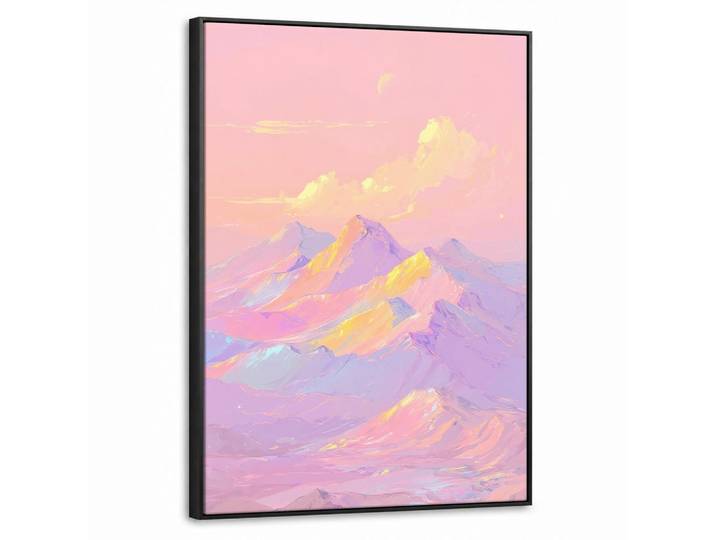 MuchoWow Leinwand Bilder mit Rahmen - Berggipfel - Wolken - Verträumt - 60x80, Hellrosa, Rechteckig, 60x80 cm, gerahmt, Bilder & Rahmen, Bilder, Leinwandbilder