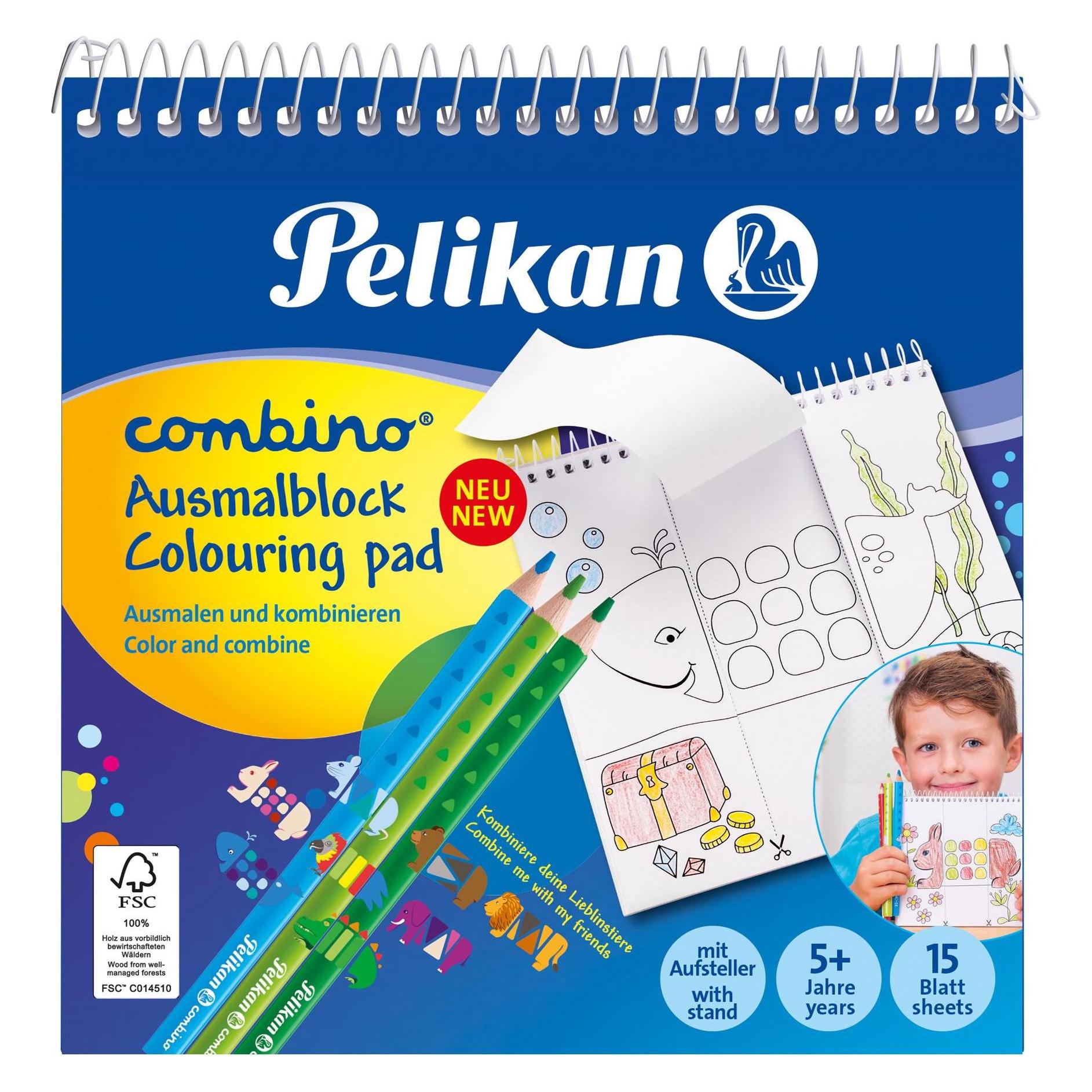 Pelikan Malblock Combinox15cm 811231 Blatt Tier-Motive (15 x 15 cm, Harter Einband) (811231)