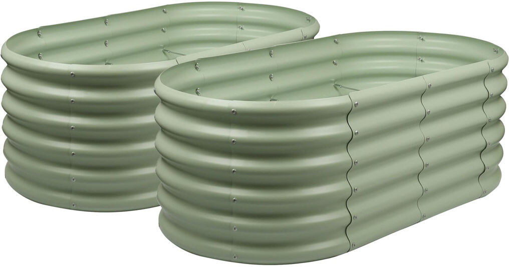 Harbour Housewares - Rounded Galvanised Steel Raised Garden Bed Planter Green 45cm H x 120cm W x 23.6cm D