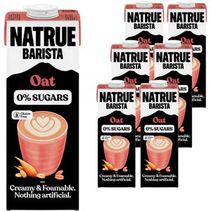 Natrue Haferdrink aus europäischem Hafer, Barista 0% Sugar, glutenfrei, zuckerfrei & aufschäumbar, je 1 Liter, 6 Stück