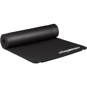Relaxdays Yogamatte mit Tragegurt, schwarz, 1 cm stark, rutschfester Synthetikkautschuk, 180 x 60 cm