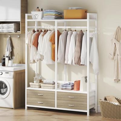 1Easylife Freestanding Closet Organizer for Hanging Clothes, Heavy Duty Wardrobe Closet Clothing Rack with Drawers