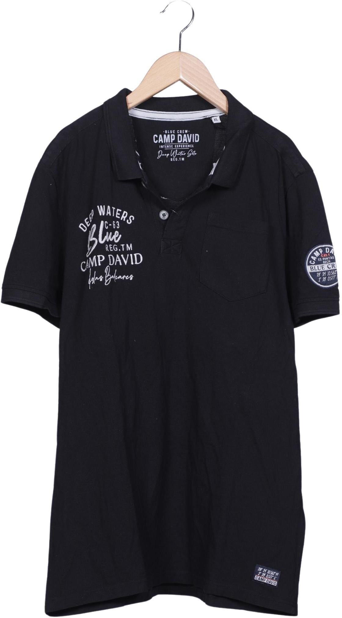 Camp David Herren Poloshirt, Schwarz, Gr. XL, Baumwolle - Second Hand