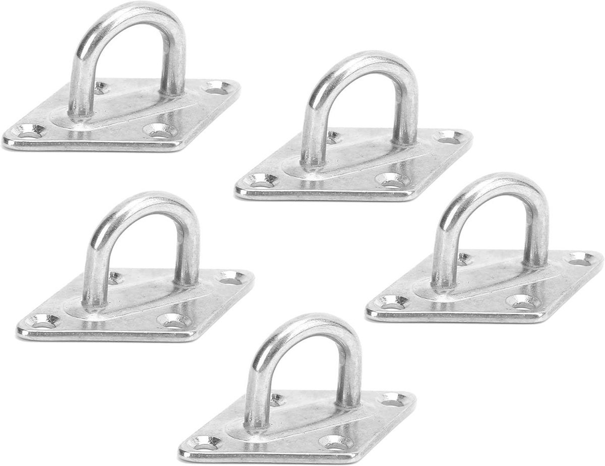 Dailygoods Plafondhaak Roestvrij staal M5 - 10 stuks - Duurzame hangende oogplaat voor binnen en buiten
