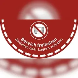 Fußbodenaufkleber Bereich freihalten... (Halbkreis), Folie, rutschh., 900x450 mm