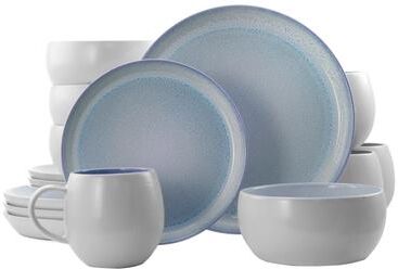Elama Mocha 16 Piece Stoneware Dinnerware Set in Blue