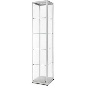 Showdown-Displays Glasvitrine VR2-24-400LED, stehend, mit LED-Beleuchtung, 4 Fachböden, 40 x 200 x 40cm, silber