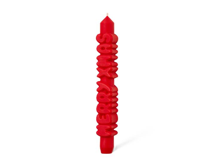 Kerze Taper candle MERRY XMAS Red