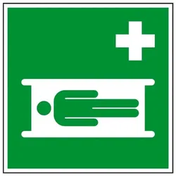 Aufkleber I Rettungszeichen Krankentrage, Folie, selbstklebend, 200x200mm, ASR A1.3, DIN EN ISO 7010 E013