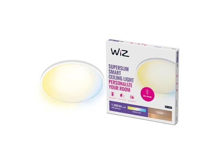 WiZ Plafonnier Connecté Wi-Fi SuperSlim blanc\, 2700-6500K\, 14W\, Nuances de Blanc\, fonctionne avec Alexa\, Google Assistant et Apple HomeKit