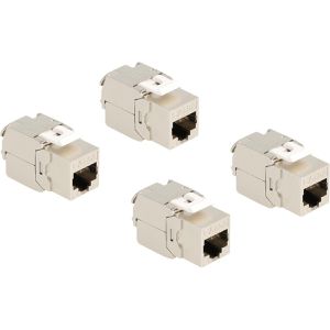 DeLock Keystone-Modul 86050, geschirmte Buchse, RJ45 Cat 6A, werkzeuglose Montage, Metall, 4 Stk.