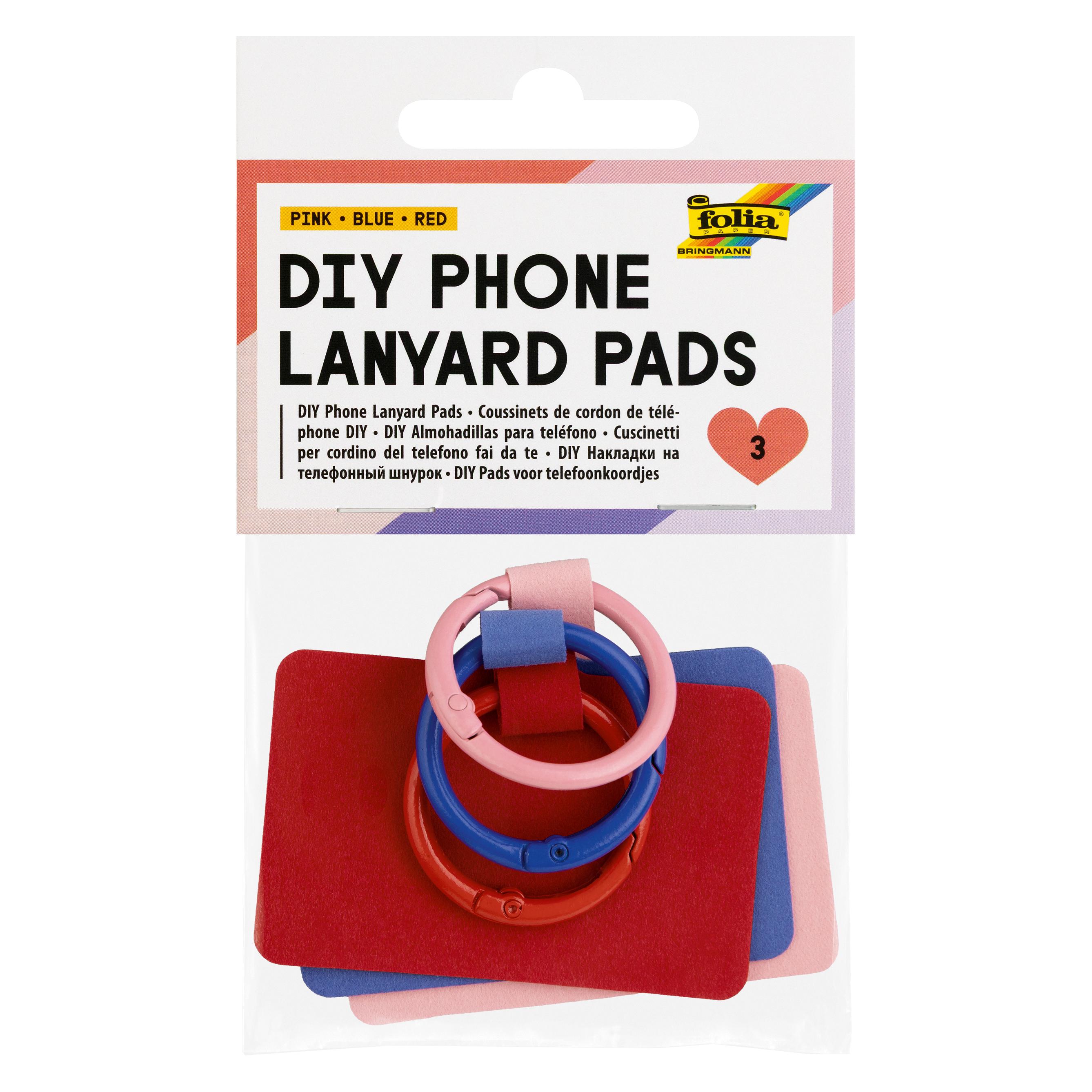 Folia DIY Phone Lanyard Pads, 3 Stück, in 3 verschieden Farben (78603)
