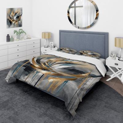 DESIGN ART "Designart ""Abstract shapes and infinity lines III"" Abstract Shapes Bedding Cover Set - Traditional Bed Set with Shams"