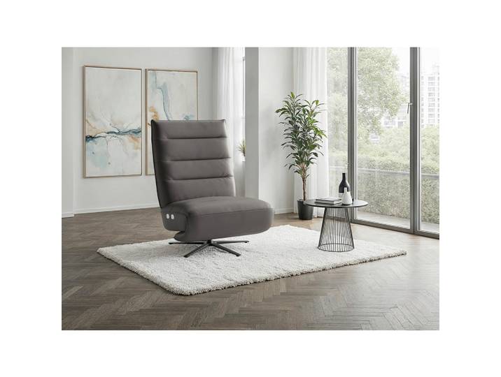 Sit & More Relaxsessel EVE E, Mokka, Metall, Echtleder, Nappaleder, 80x109x98 cm, Liegefunktion, Herz-Waage-Funktion, Sitzfläche 360° drehbar, Wohnzimmer, Sessel, Relaxsessel